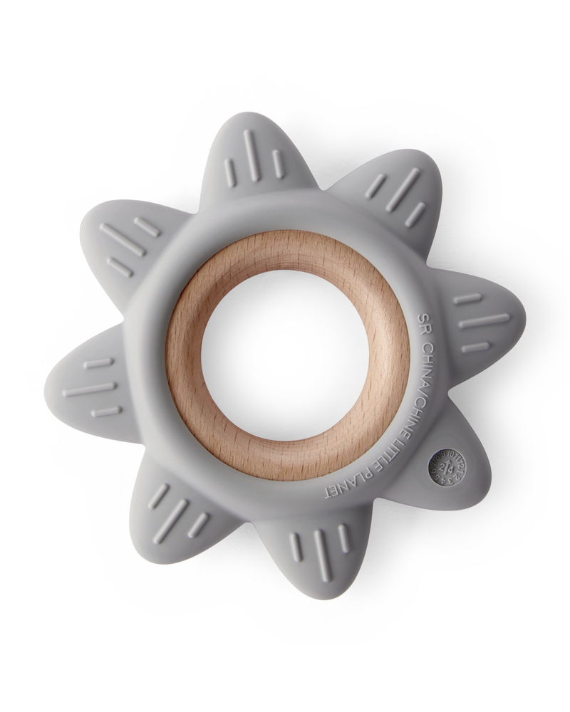 Little Planet Silicone &  Wood Teether - Grey, image 2 of 3 slides