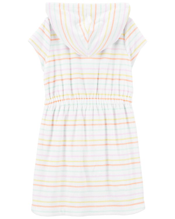 Multi Kid Striped Hooded Swim CoverUp