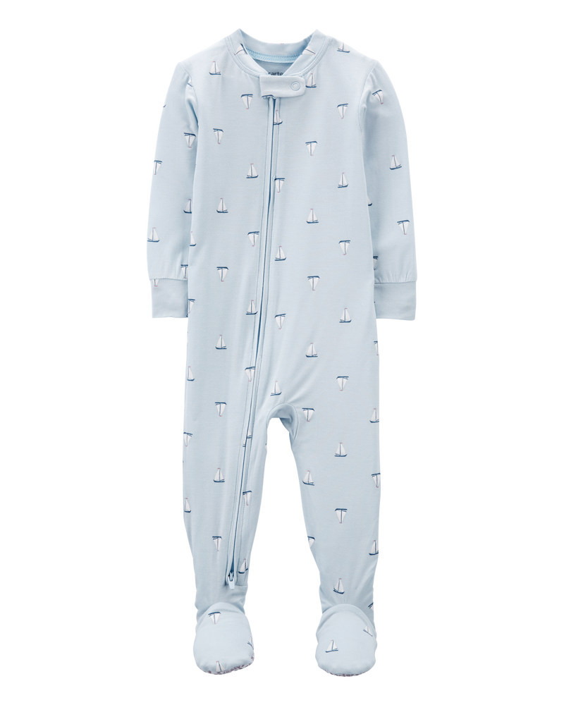 Baby Boy 1-Piece Sailboat PurelySoft Footie Pajamas, image 1 of 5 slides