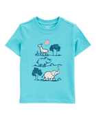 Toddler Zoo Animals Short-Sleeve Graphic Tee - Blue, image 1 of 3 slides