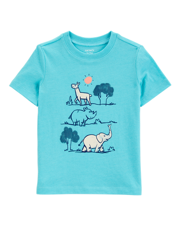 Toddler Zoo Animals Short-Sleeve Graphic Tee - Blue, 