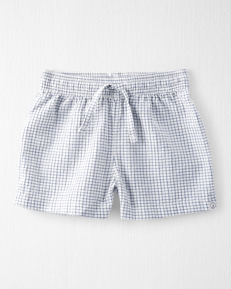 Toddler 2-Piece Organic Cotton Crinkled Seersucker Checkered-Print Set, image 2 of 4 slides