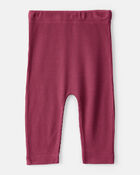 Baby Girl 2-Pack Deer & Floral Print PurelySoft Pull-On Pants - Burgundy/Pink, image 2 of 7 slides