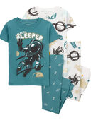 Blue - Toddler 4-Piece Astronaut 100% Snug Fit Cotton Pajamas