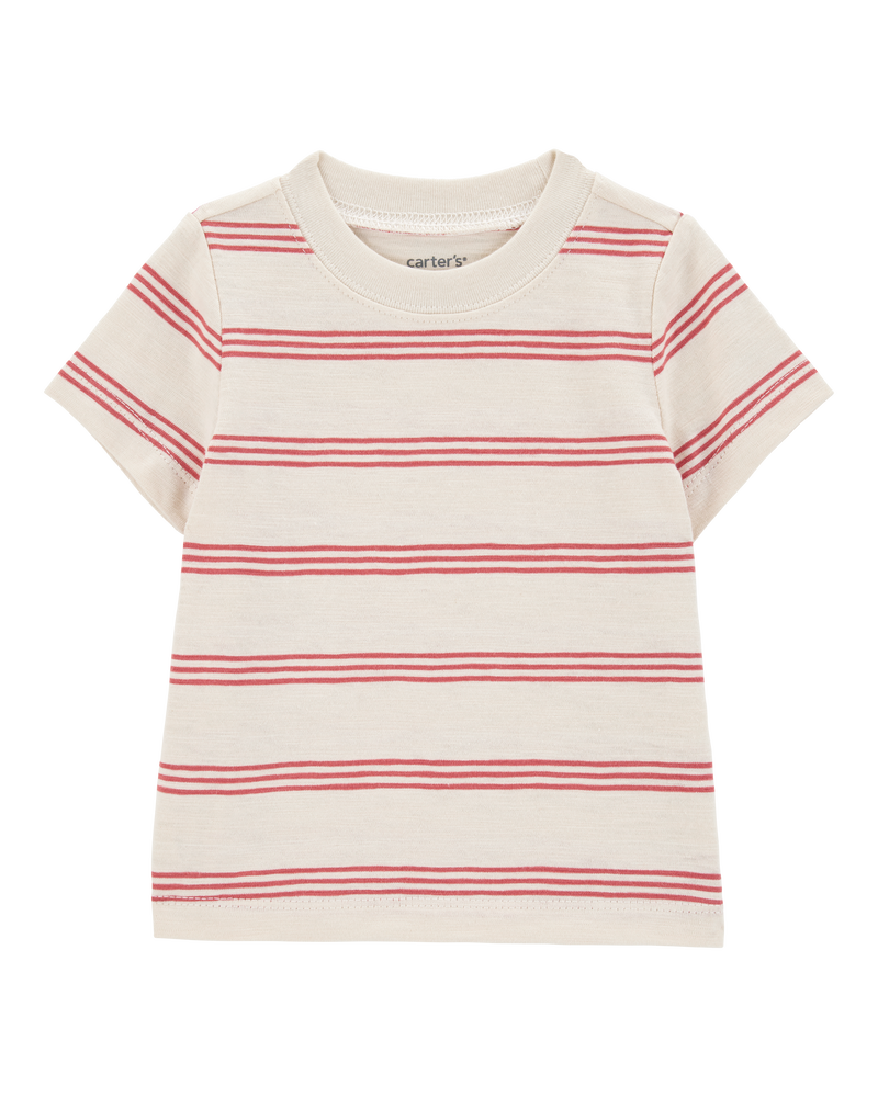 Baby Boy 2-Piece Striped Tee & Denim Shortall Set - Navy/Ivory, image 3 of 6 slides