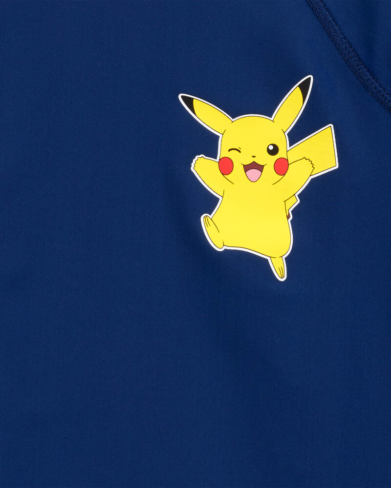 Kid Pokémon™ Pikachu Long-Sleeve Rashguard Swim Top - Navy, image 2 of 2 slides