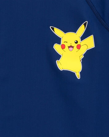 Kid Pokémon™ Pikachu Long-Sleeve Rashguard Swim Top - Navy, 
