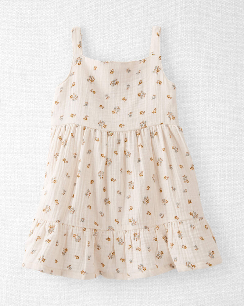 Toddler Organic Cotton Floral Print Gauze Dress, image 2 of 5 slides