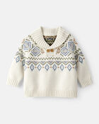 Baby Boy Fair Isle Sweater - Cream, image 1 of 3 slides