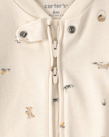 Baby Easter Bunny 100% Cotton 2-Way Zip Sleep & Play Pajama - Cream, 
