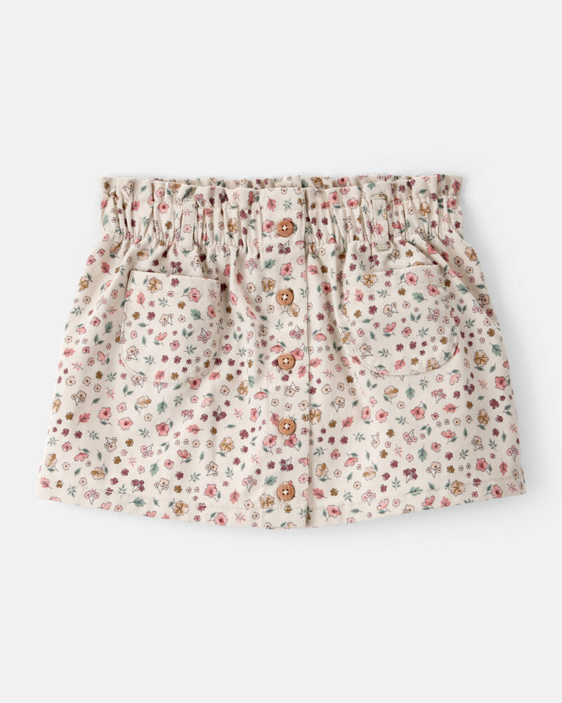 Toddler Girl Floral Print Cotton Skirt - White, image 1 of 3 slides