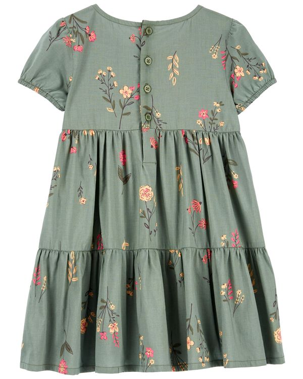 Green Toddler Floral Tiered Dress | carters.com