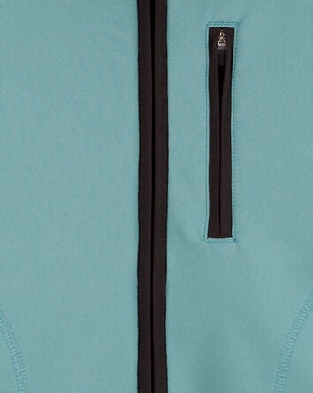 Kid Stretch Tech Zip-Up Hooded Jacket - Teal, 