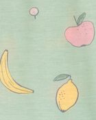 Girls Fruit Loose Fit 2-Piece Pajamas - Green, image 2 of 3 slides