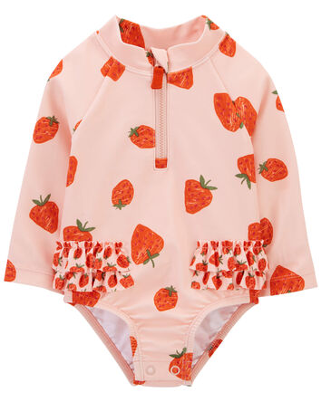 Baby Strawberry 1-Piece Half-Zip Rashguard, 