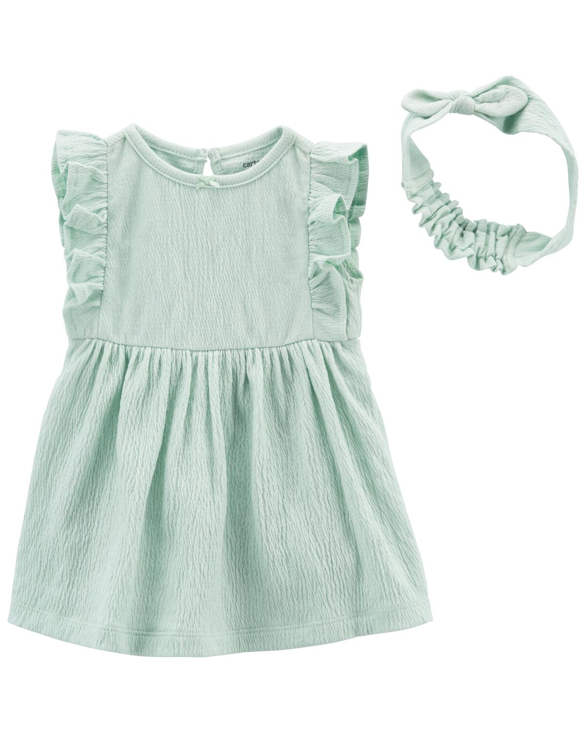 Mint Baby 2Piece Crinkle Jersey Bodysuit Dress & Headwrap
