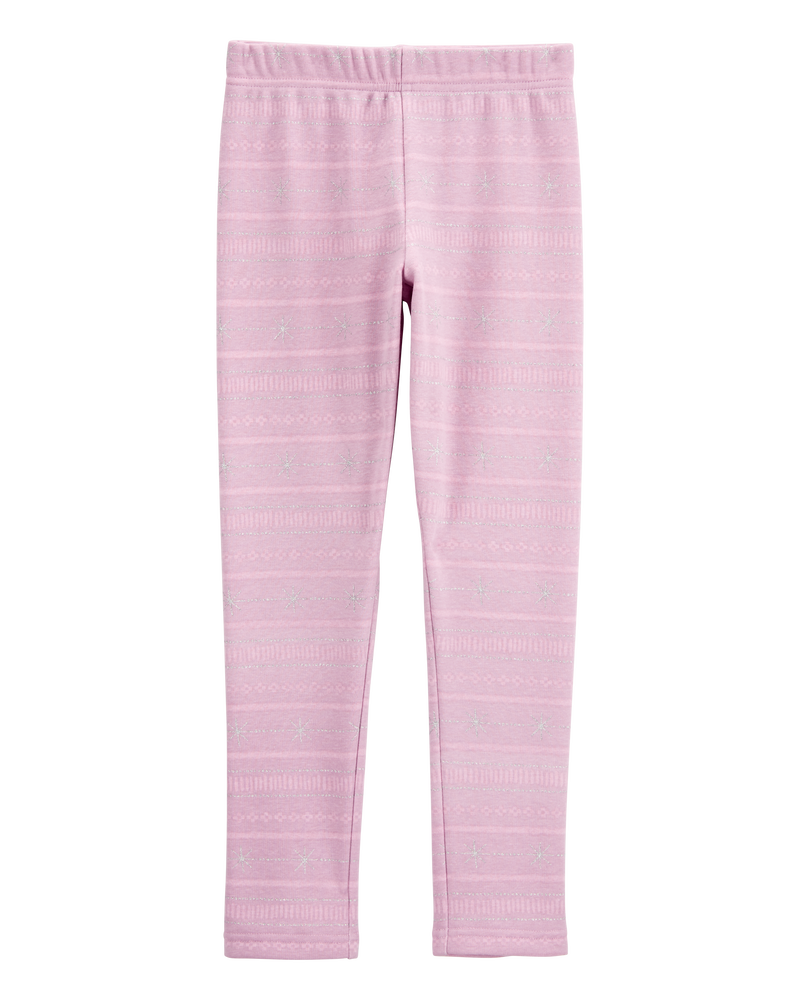 Kid Striped Cozy Fleece Leggings, image 2 of 5 slides