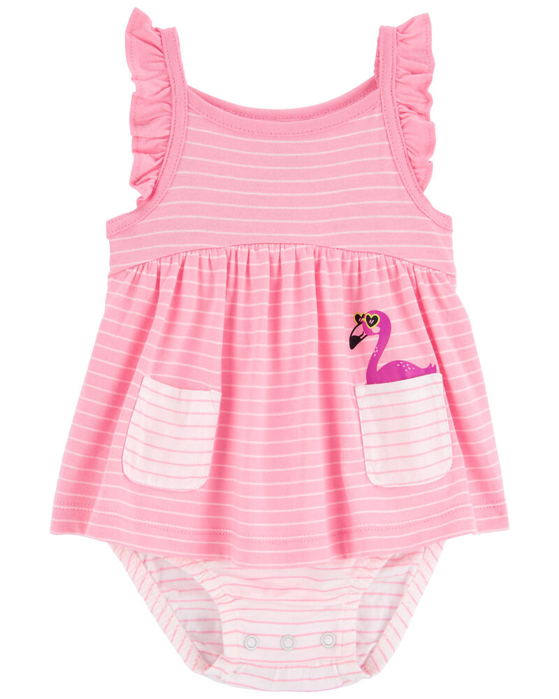 Baby Flamingo Sunsuit, image 1 of 3 slides