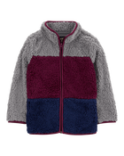 Kid Colorblock Fleece Knit Jacket - Red, image 1 of 3 slides
