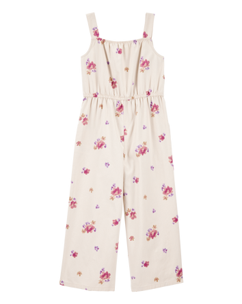 Girls Floral Print Jumpsuit - Ivory, 