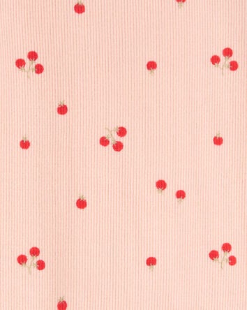 Baby Tomato Print Ribbed Short-Sleeve Bodysuit - Pink, 