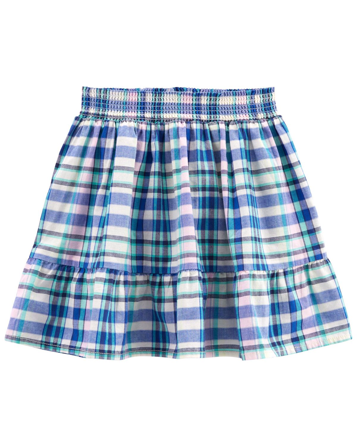 Blue Kid Plaid Tiered PullOn Skirt