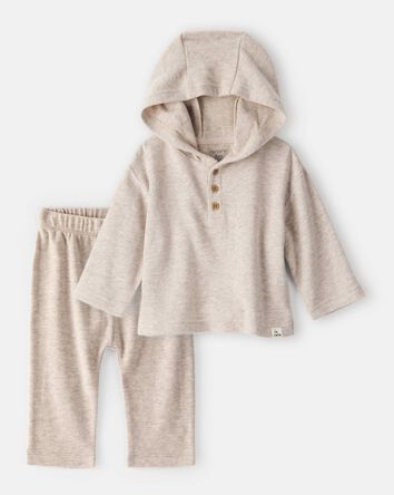 Baby Boy 2-Piece Hooded Top & Pull-On Pants Set - Beige, 