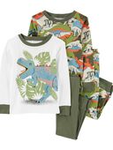 Green/White - Toddler 4-Piece Dinosaur 100% Snug Fit Cotton Pajamas