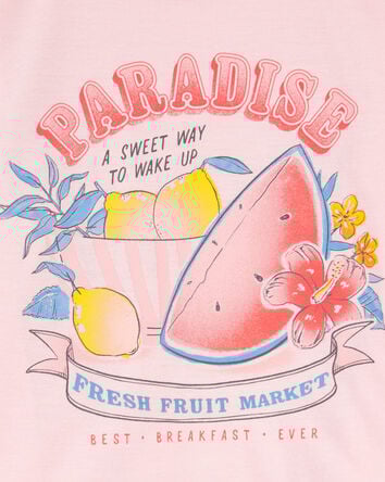 Girls 2-Piece Fruit Print Loose Fit Pajamas, 