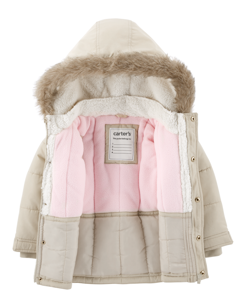 Khaki Toddler Faux Fur Hooded Parka carters