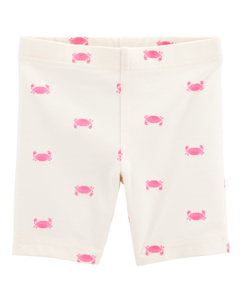 Baby Girl Crab Print Bike Shorts - Ivory, image 1 of 4 slides