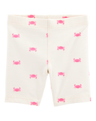 Baby Girl Crab Print Bike Shorts - Ivory, image 1 of 4 slides