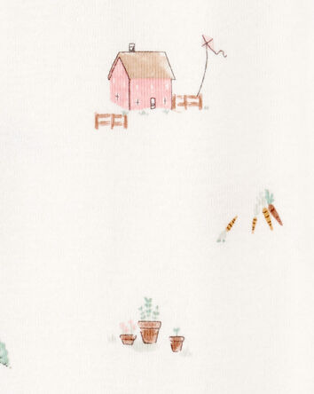 Baby 2-Piece Barn Print 2-Way Zip Sleep & Play & Headwrap Set - Ivory, 