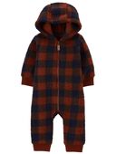 Navy/Red - Baby Plaid Sherpa Jumpsuit