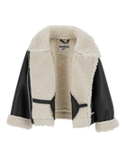 Toddler Faux Leather and Sherpa Jacket , image 2 of 3 slides