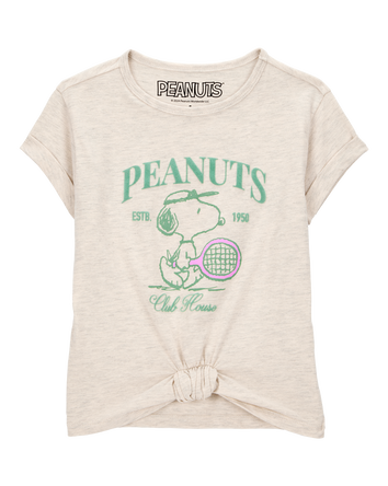 Kid Peanuts Tie Front Graphic Tee - Grey, 