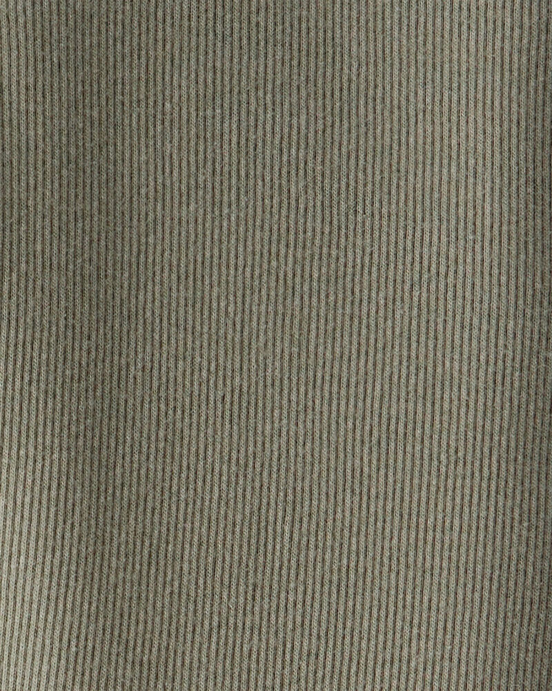 Kid Solid Cotton Ribbed Stretch Leggings - Green, image 3 of 4 slides