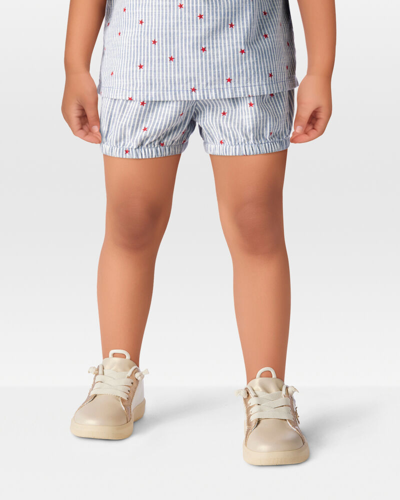 Toddler Striped Star Print Shorts - Blue, image 2 of 7 slides