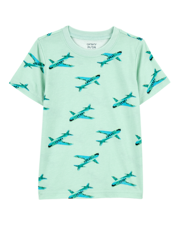 Baby Boy Airplane Print Knit Short-Sleeve Tee - Green, 