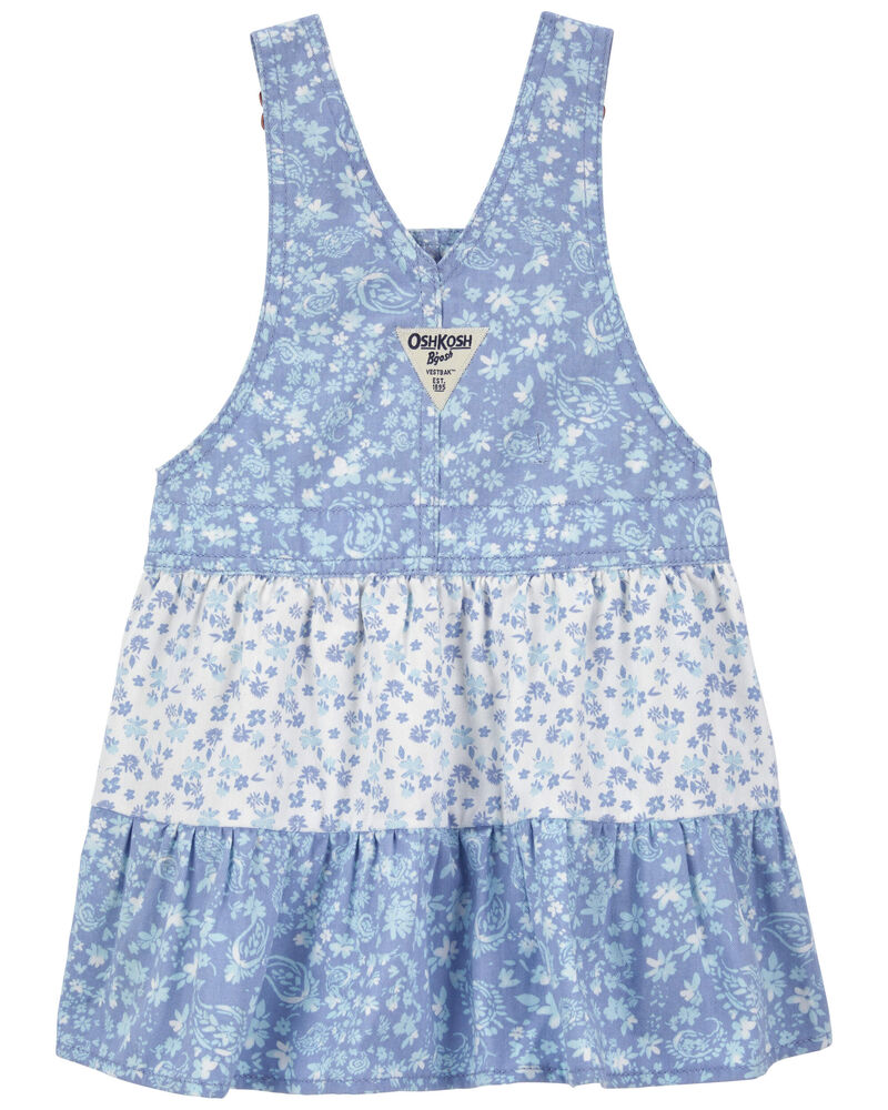 Toddler Floral Print Tiered Jumper Dress, image 2 of 4 slides