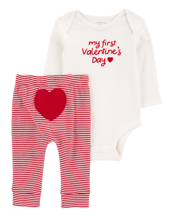 Baby 2-Piece My First Valentine's Day Bodysuit Pant Set, 
