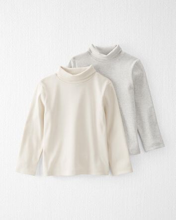 Toddler 2-Pack Organic Cotton Rib Mock Neck Tops, 