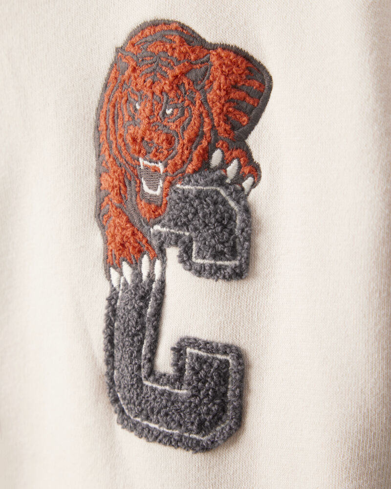 Boys Hooded Varsity Jacket - Cream, image 2 of 4 slides