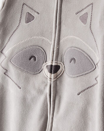 Baby Boy Raccoon Velour Loose Fit Long-Sleeve 2-Way Zip Pajamas, 