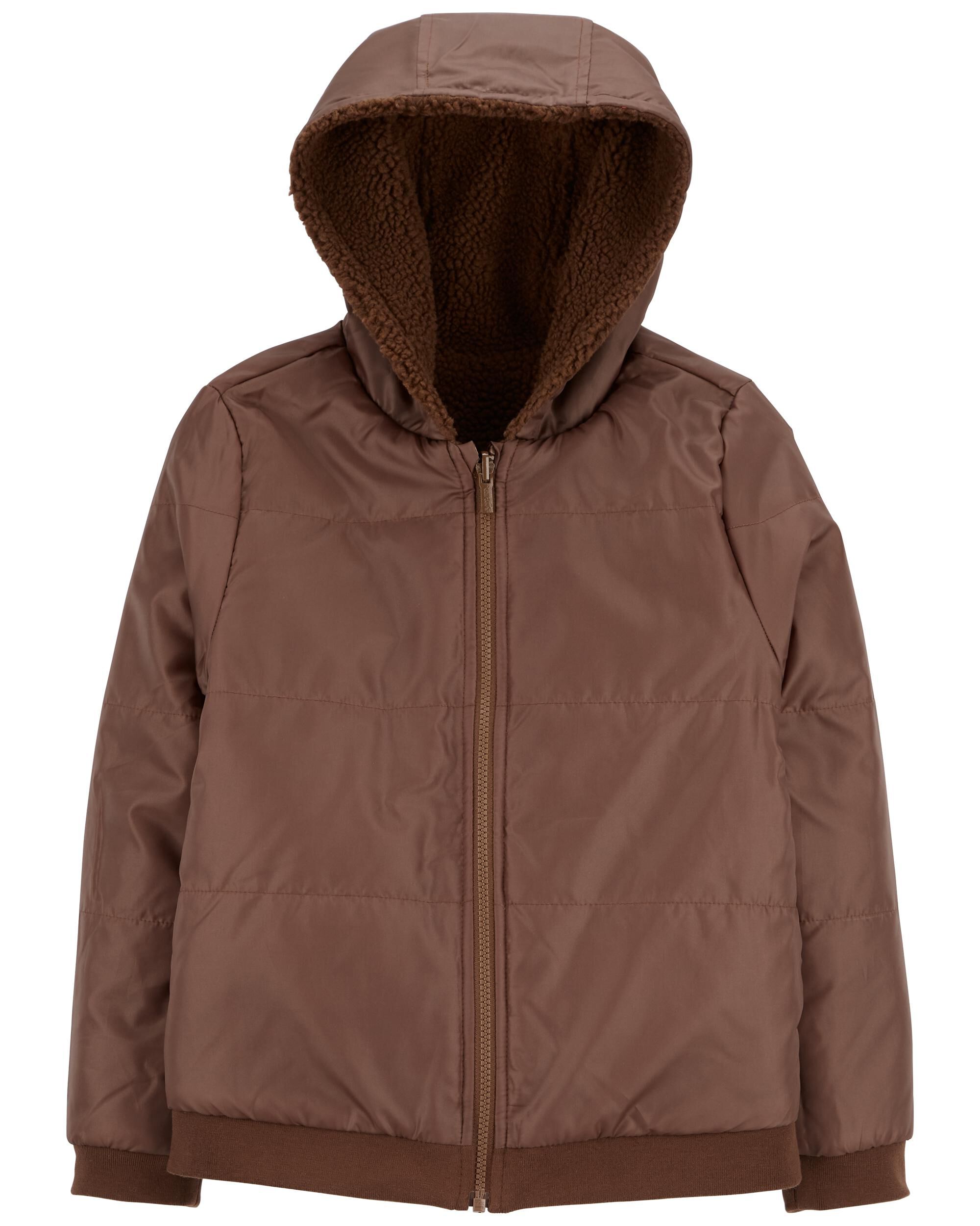 Brown Toddler Reversible Hooded Sherpa Jacket carters