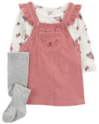 Baby 3-Piece Floral Long-Sleeve Bodysuit & Jumper Set, image 1 of 6 slides