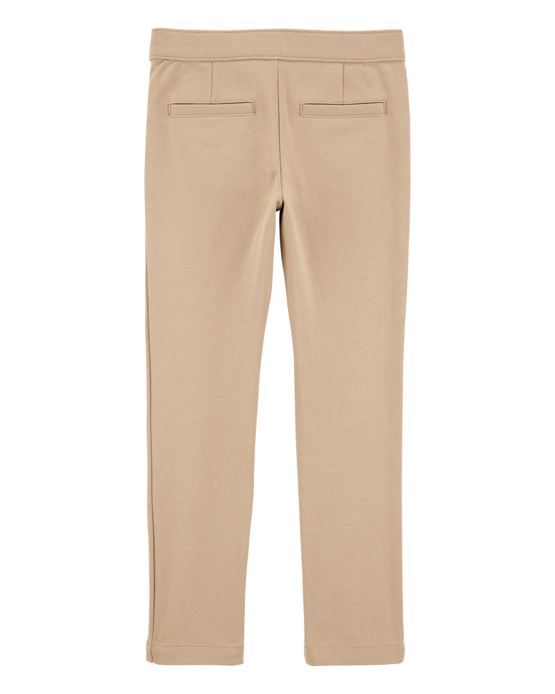 Kid Ponte Knit Uniform Pants - Khaki, image 2 of 4 slides