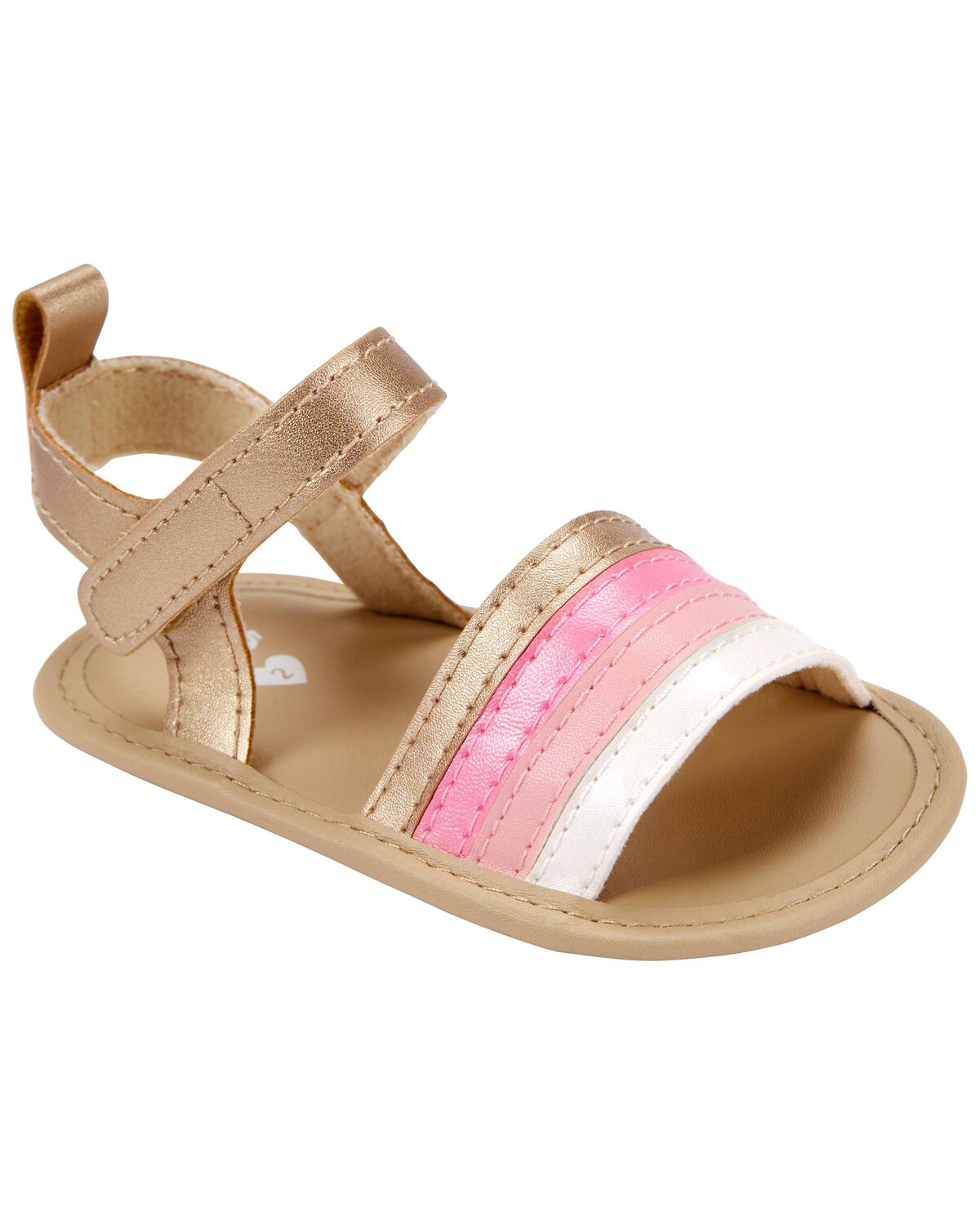 Pink/Gold Baby Metallic Striped Soft Sandals