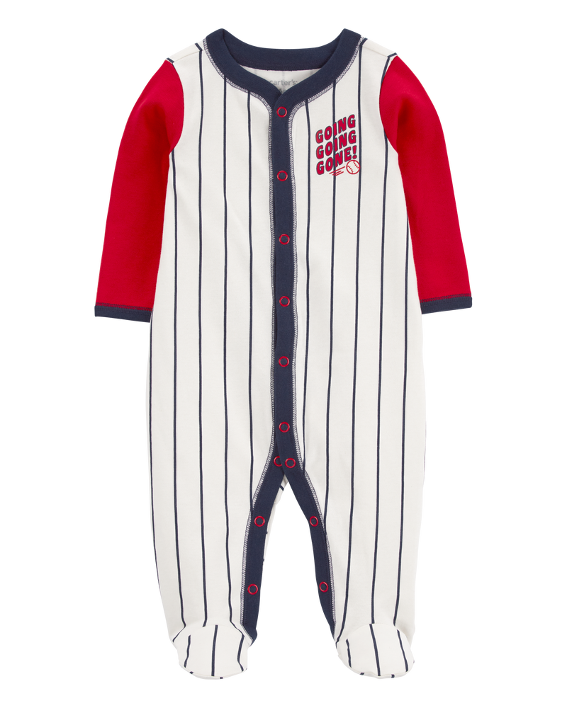 Baby Baseball Snap-Up Cotton Sleep & Play Pajamas, image 1 of 7 slides