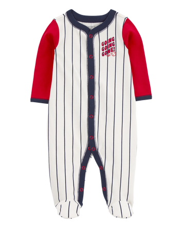 Baby Baseball Snap-Up Cotton Sleep & Play Pajamas, 